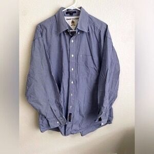 Tommy Hilfiger Mens Size 17-35 Button Down Shirt Checkered Long Sleeve Blue